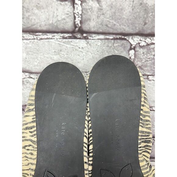 Kate Spade Zebra Print Ivory Black Stripe Patent Bow Ballet Flats Women Sz 8M US - Picture 11 of 16